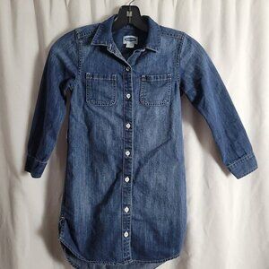 Old Navy Dress Girls Denim 6-7 S blue jean button down pockets kidcore Cowgirl